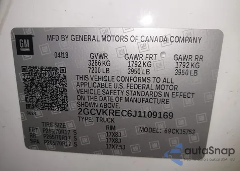 2018 Chevrolet Silverado K1500 Lt from USA, damaged, VIN 2GCVKREC6J1109169